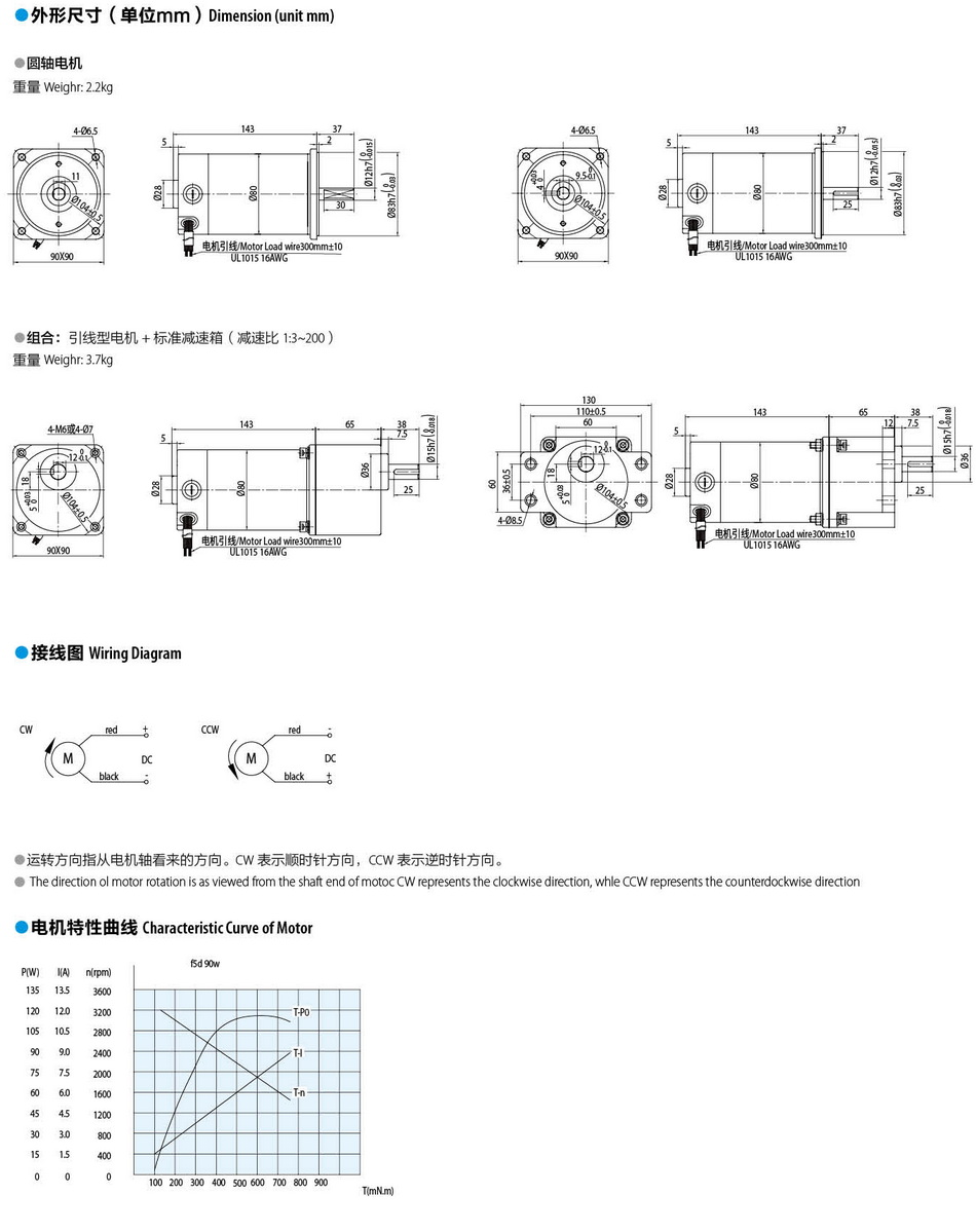 有刷直流電機(jī)90W